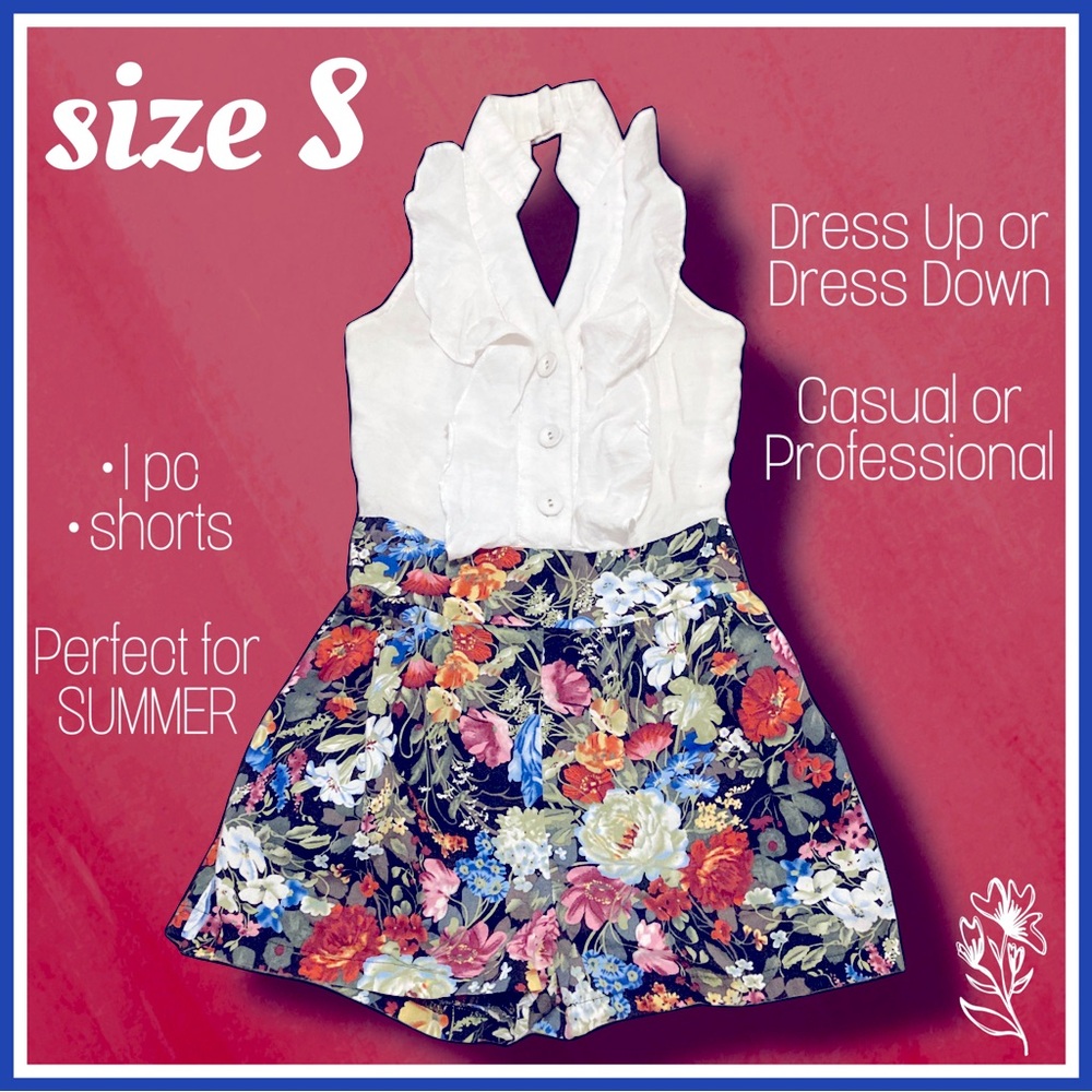 1 pc shorts and halter floral print ROMPER size S